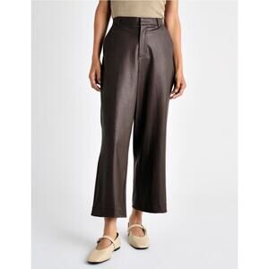 Splendid Vegan Leather Cropped Ankle Wide Leg Pants Chocolate Brown | Size 6